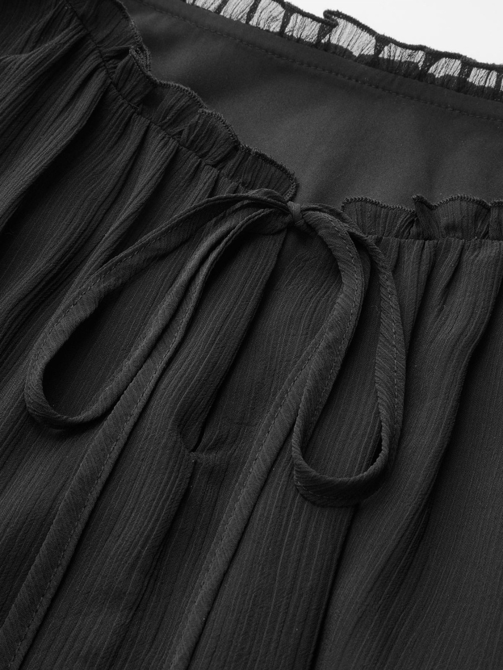 Commense Black Sheer Long-Sleeve Ruffle Mini Dress - Picture 5 of 7